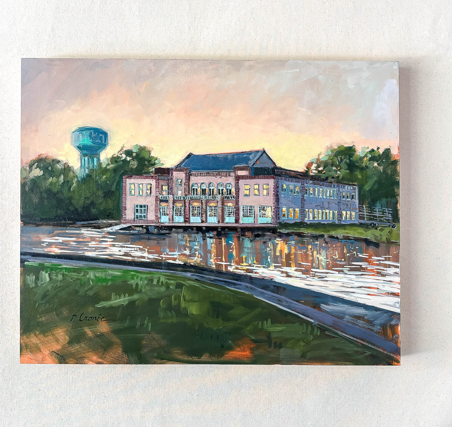 Hubbard Hall at Dusk | 24"x30" Original Oil on Board