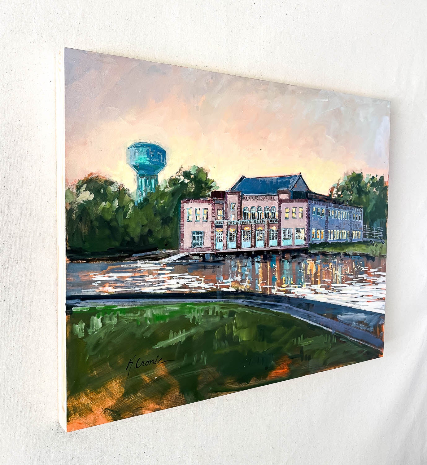 Hubbard Hall at Dusk | 24"x30" Original Oil on Board