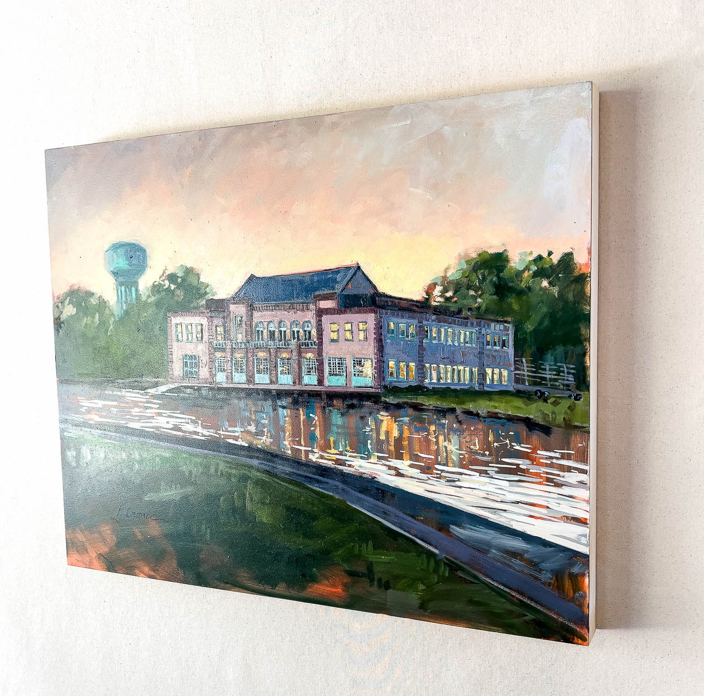 Hubbard Hall at Dusk | 24"x30" Original Oil on Board