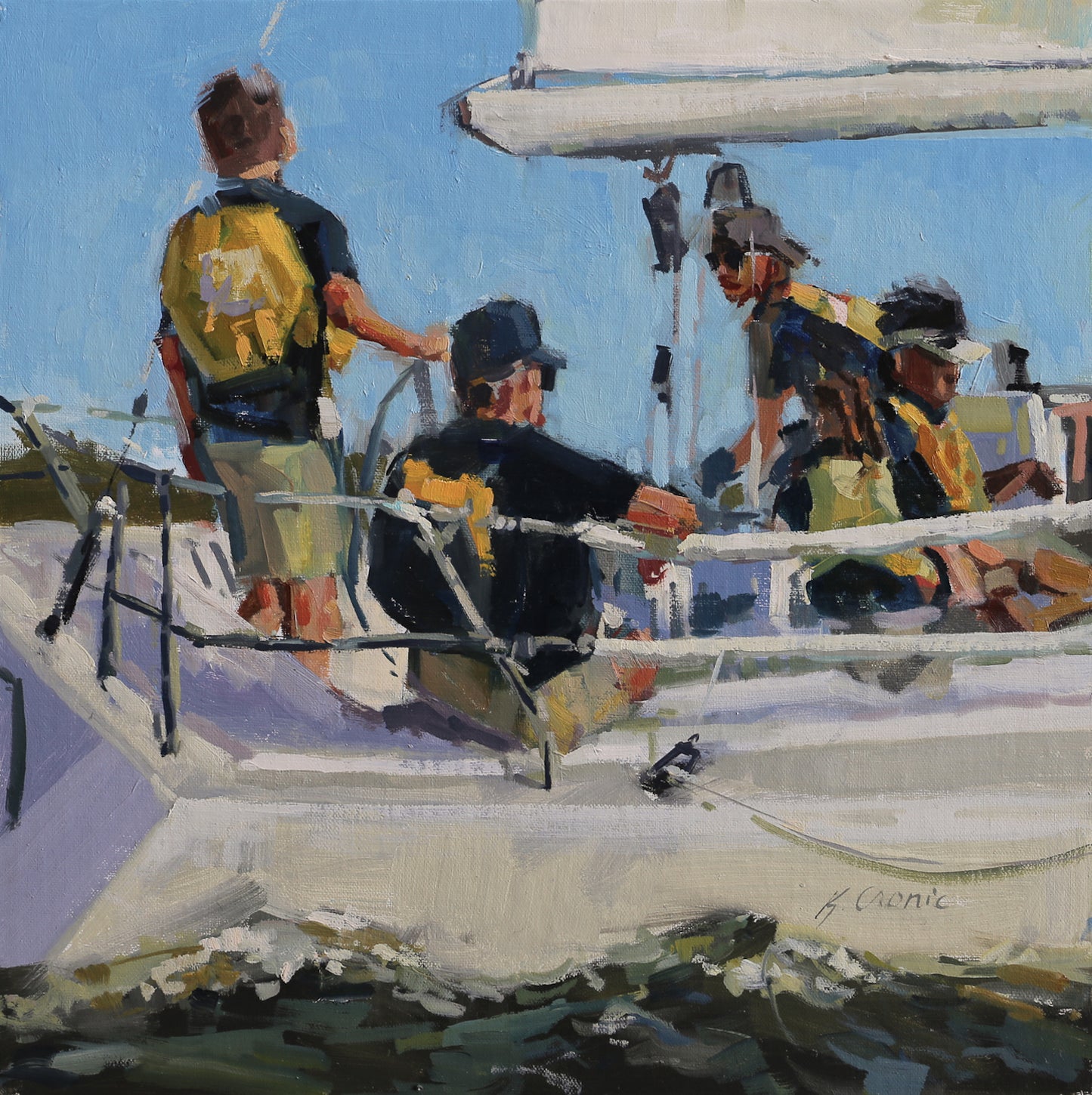 Prepare to Tack | 12"x12" Original Framed Oil Painting