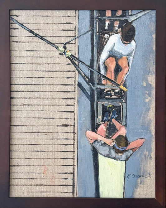 Tying In and Gearing Up | 14"x11" Original Oil on Panel (Framed)