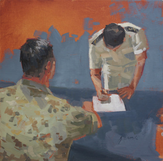 Decisions (2 for 7's) | 12"x12" Original Framed Oil Painting