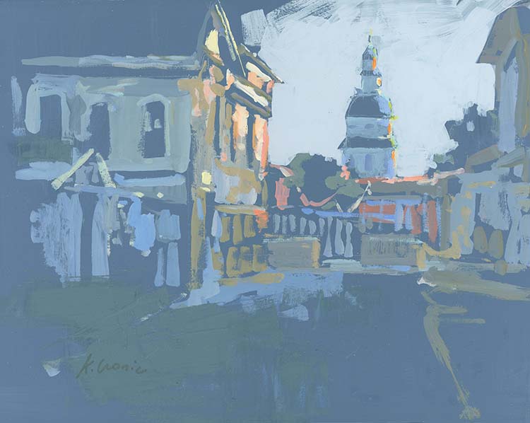 Glimmer on Maryland Ave 2 | 11"x14" Original Unframed Acrylic Painting