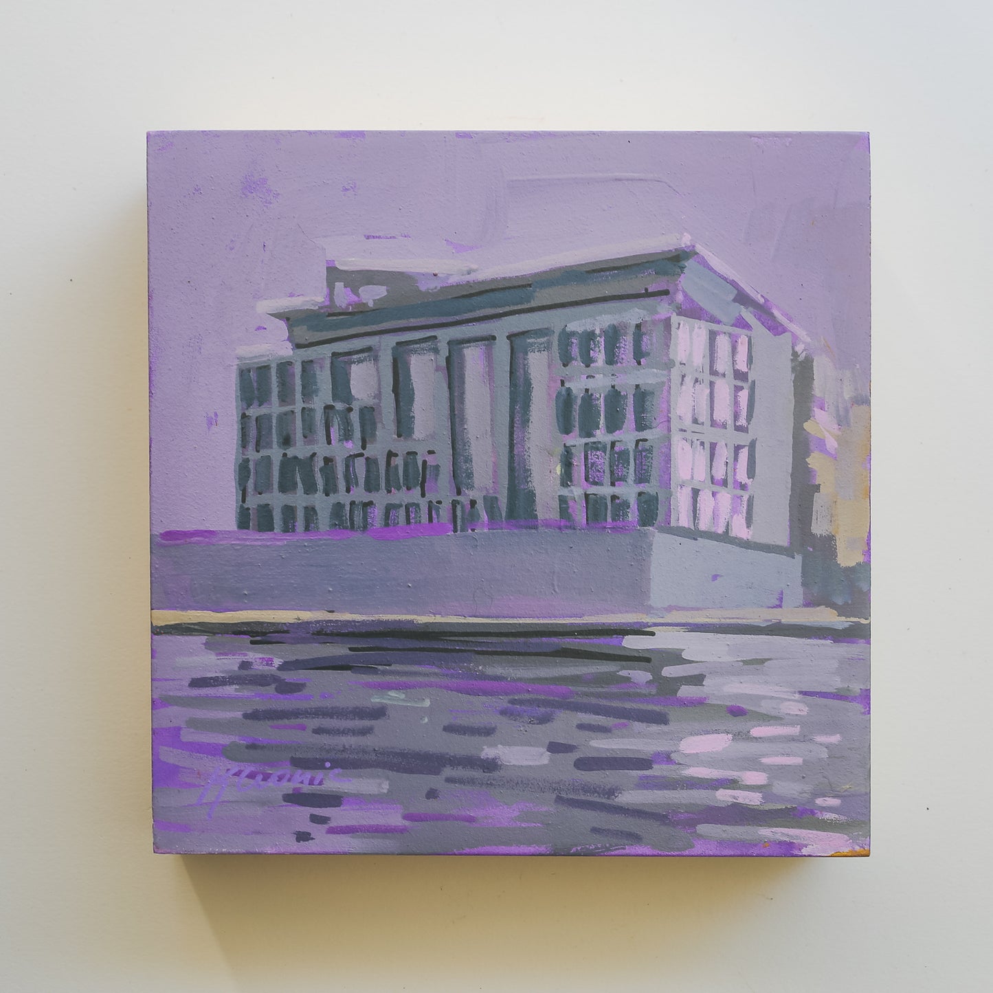 Lilac Hopper Hall | 8"x8" Original Unframed Acrylic Painting