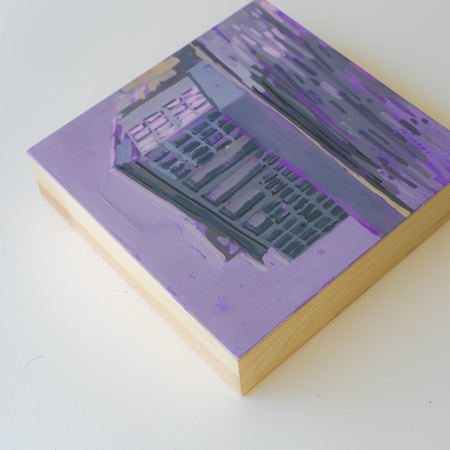 Lilac Hopper Hall | 8"x8" Original Unframed Acrylic Painting