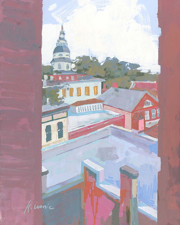Peekaboo Statehouse 2 | 11"x14" Original Unframed Acrylic Painting