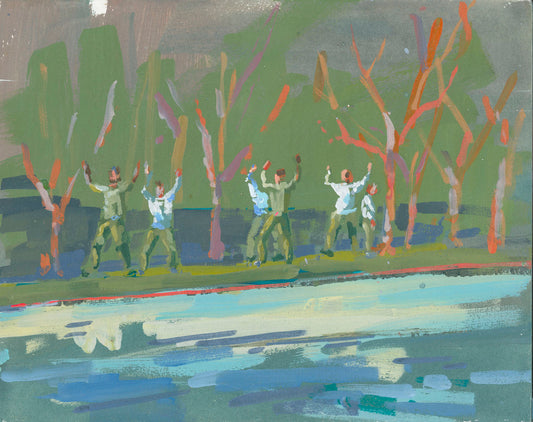 Saturday Morning Training | 8"x10" Original Unframed Acrylic Painting