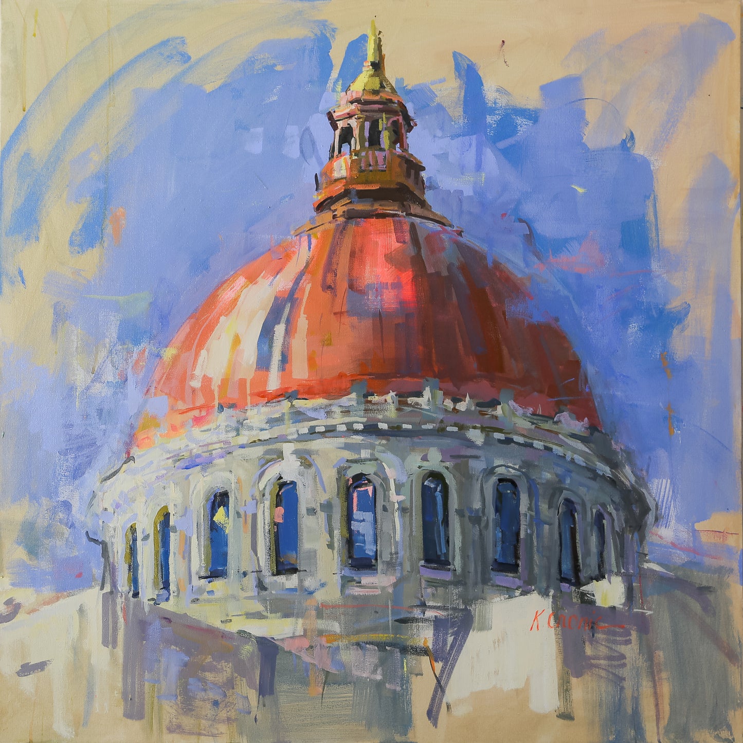 Copper Dome | 36"x36" Original Unframed Acrylic Painting