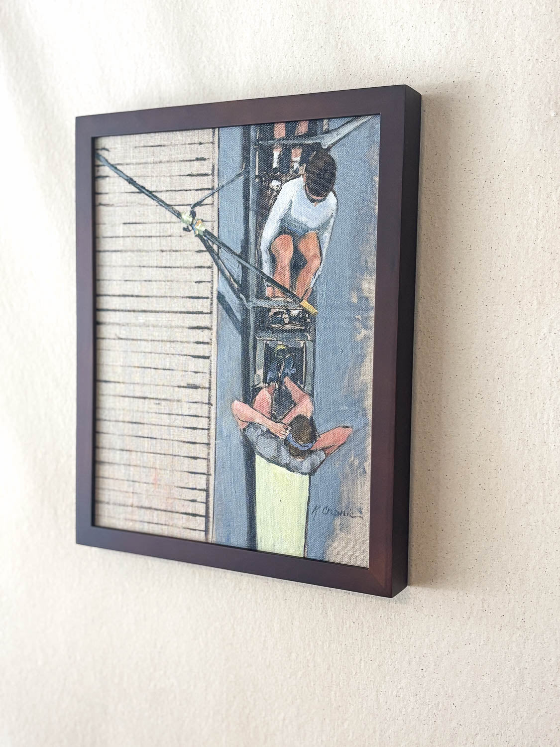 Tying In and Gearing Up | 14"x11" Original Oil on Panel (Framed)