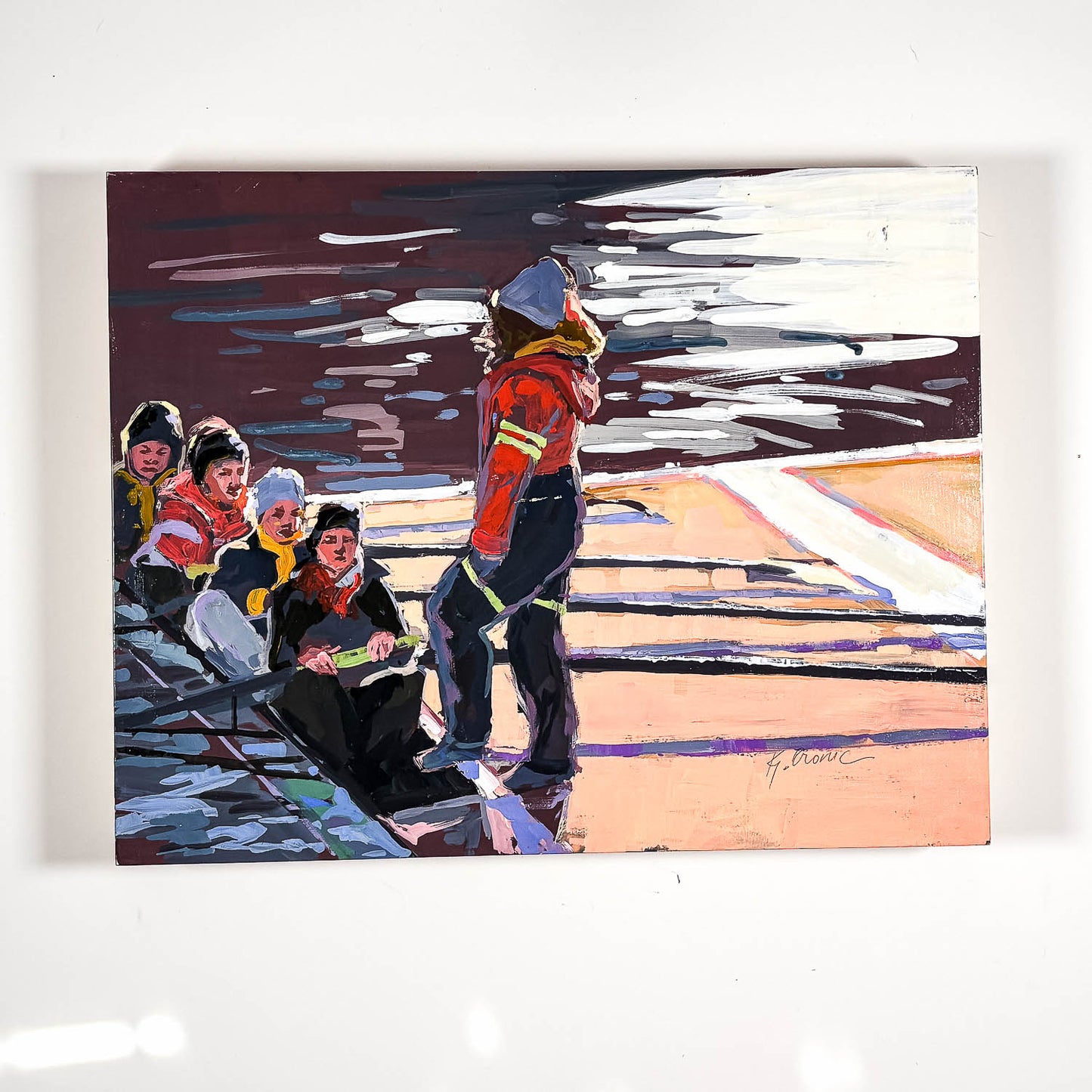We Row at Dawn 2 | 11"x14" Original Gouache on Board